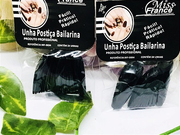Unhas postiça Bailarina " Preta " 24 unhas
