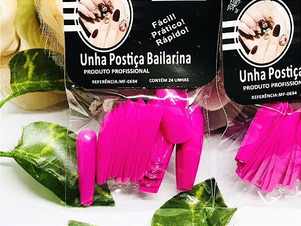 Unha postiça Bailarina " cor Pink"24 unhas