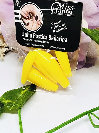 Unha postiça Bailarina " cor Amarelo"24 unhas