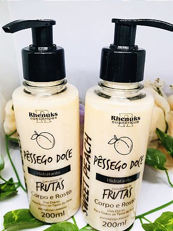 Hidratante Corpo e Rosto PESSÊGO DOCE 200ml - Rhenuks Cosméticos