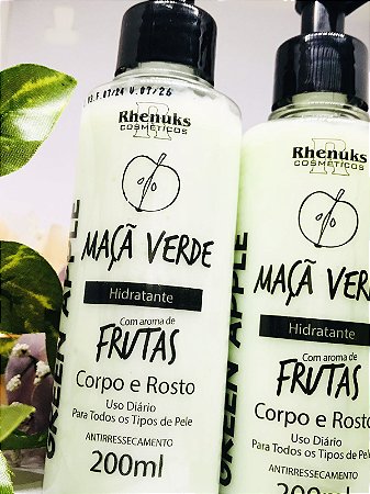 Hidratante Corpo e Rosto MAÇÃ VERDE 200ml - Rhenuks Cosméticos