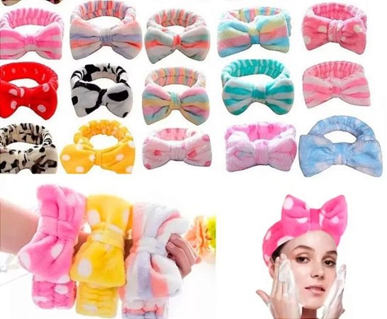 Faixa de Cabelo para Maquiagem e Limpeza Facial Colorida