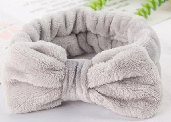 Faixa de Cabelo para Maquiagem e Limpeza Facial Cinza