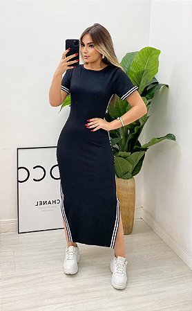 Vestido Longo Canelado