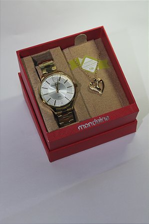 Kit Relógio Mondaine Dourado Feminino 32606LPMKDE1K1