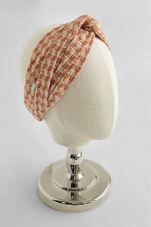Faixa Turbante Pied de Poule Coral