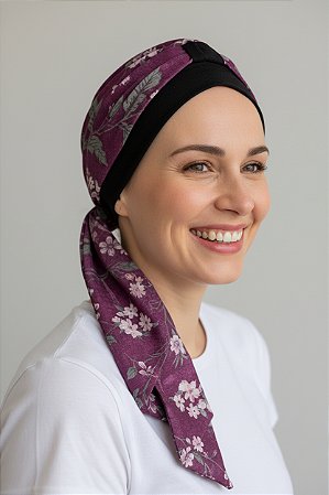 Turbante Aatma Preto UV 50+ com Lenço Carinho