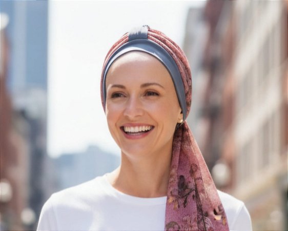 Turbante Aatma Verde Eucalipto UV 50+ com Lenço Rosê Florata