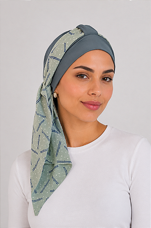 Turbante Aatma Verde Eucalipto com Lenço Serenité