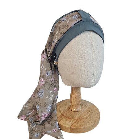 Turbante Aatma Verde Eucalipto UV 50+ com Lenço Jardim Vintage