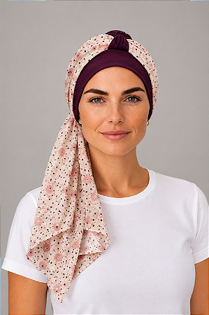 Turbante Aatma Vinho com Lenço Doce Amor