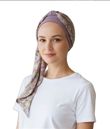 Turbante Aatma Lilás UV 50+ com Lenço Jardim Vintage