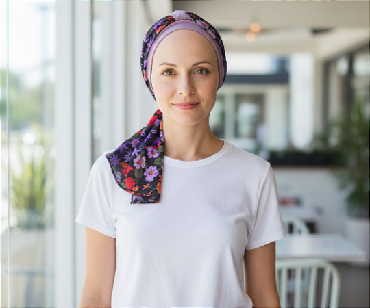 Turbante Aatma Lilás UV 50+ com Lenço Jardim Noturno