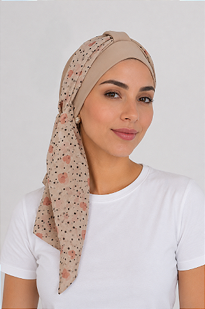 Turbante Aatma Areia com Lenço Doce Amor