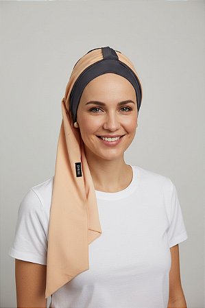 Turbante Aatma Grafite UV 50+ com Lenço Por do Sol