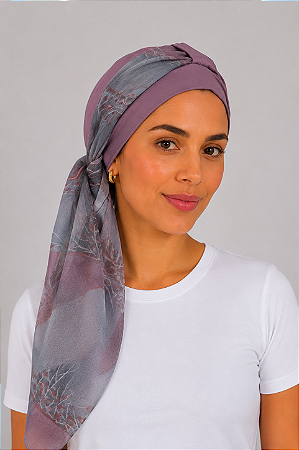 Turbante Aatma Lilás UV 50+ com Lenço Malva