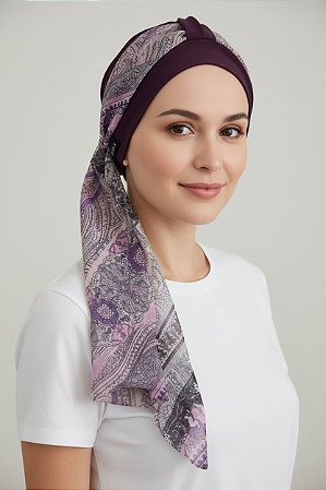 Turbante Aatma Vinho UV 50+ com Lenço Constelação