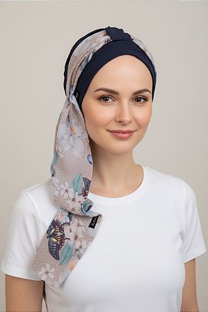 Turbante Aatma Azul UV 50+ com Lenço Borboleta Encanto