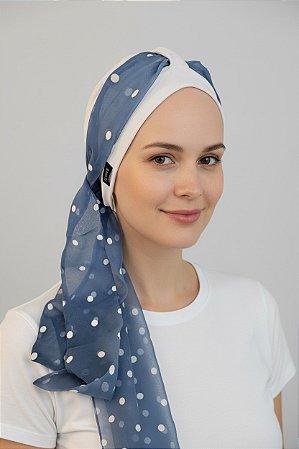 Turbante Aatma Branco com Lenço Doce Poá