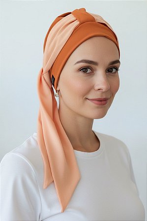 Turbante Aatma Laranja UV 50+ com Lenço Coral
