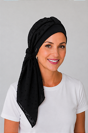Turbante Aatma Preto UV 50+ com Lenço Black Moon