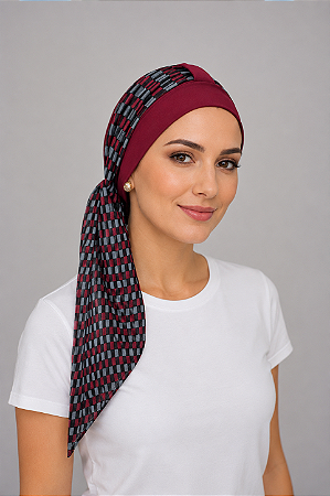 Turbante Aatma Vermelho Cereja com Lenço Rubi Noir