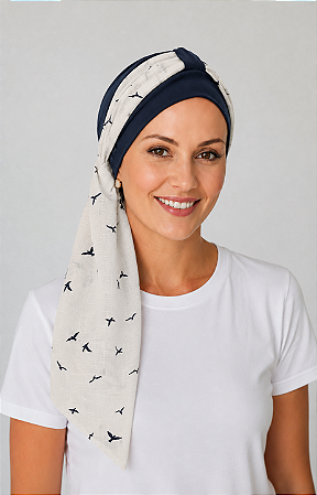 Turbante Aatma Azul UV 50+ com Lenço Voar