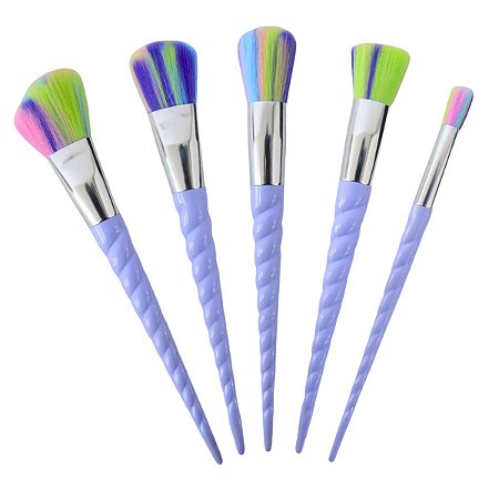 Kit Pincel Para Maquiagem Le Vangee Unicórnio Lilás C/5