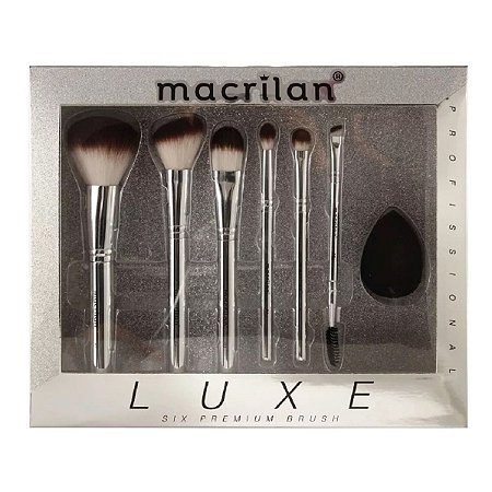 Macrilan Kit Luxe Pincéis Para Maquiagem + Esponja Ref. Ed002