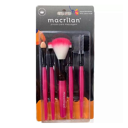 Macrilan Kit Com 5 Pincéis Rosa Ref.kp3-1