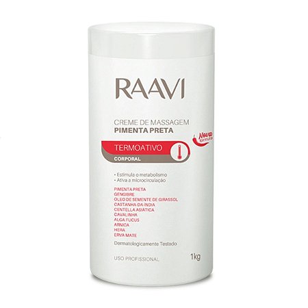 Creme de Massagem Raavi Pimenta Preta 1kg