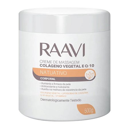 Creme de Massagem Raavi Colágeno Vegetal e Q-10 Natuativo 500g
