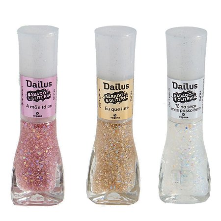 Esmalte Dailus Coleção Babado e Gliteria 8ml C/3
