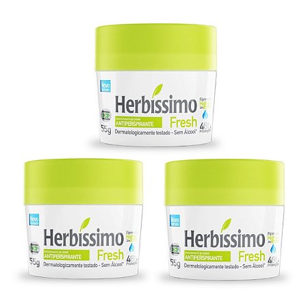 Kit 3 Desodorante Creme Herbissimo Fresh Antitranspirante 55g