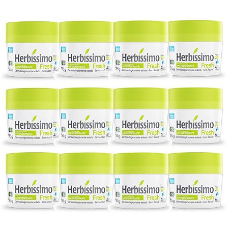 Kit 12 Desodorante Creme Herbissimo Fresh Antitranspirante 55g