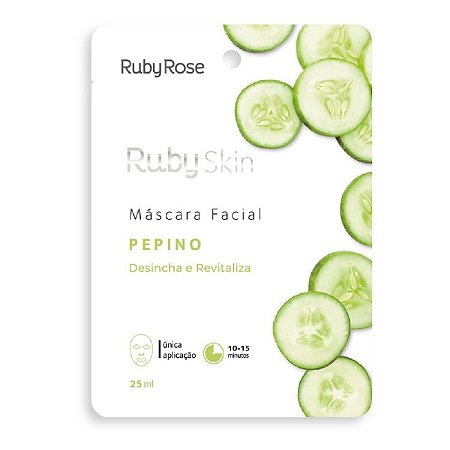 Ruby Rose Skin Máscara Facial Pepino Desincha e Revitaliza 25ml Hb-702