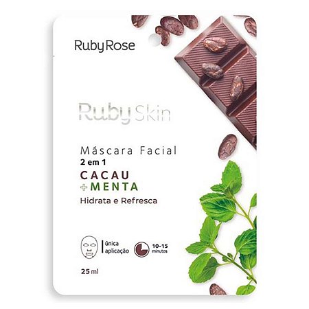 Ruby Rose Skin Máscara Facial Cacau e Menta Hidrata e Refresca 25ml Hb-710