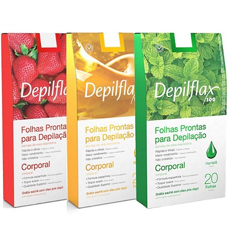 Folhas Prontas Depilflax Para Depilação Corporal  Kit C/3