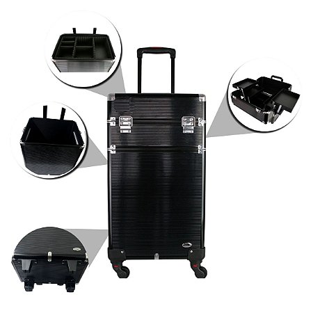 Maleta Carrinho Rubys 2 Andares e 2 Rodinhas Preta Fs-1204c