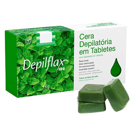 Cera Depilatória Depilflax em Tabletes Hortelã Menta 1kg