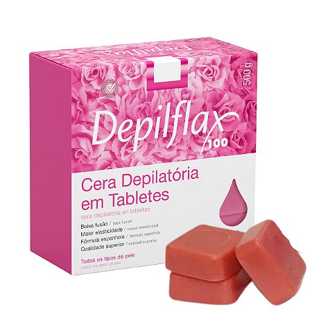 Cera Depilatória Depilflax em Blocos Rosa 500g