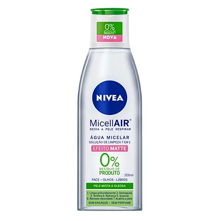 Água Micelar Efeito Matte 0% Resíduo Nivea Micellair 200ml