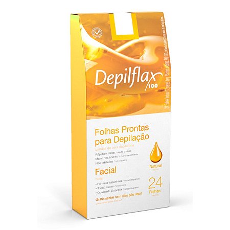 Folhas Prontas Depilflax P/ Depilação Facial Natural C/24