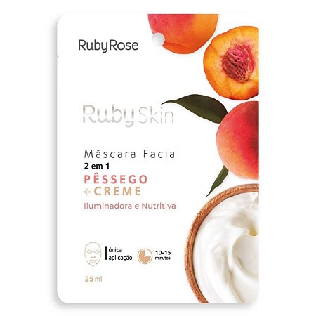Ruby Rose Skin Máscara Facial Pessêgo e Creme Iluminadora e Nutritiva 25ml Hb-708