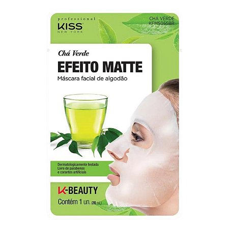 Máscara Facial de Algodão Efeito Matte Kiss Ny Chá Verde 20ml