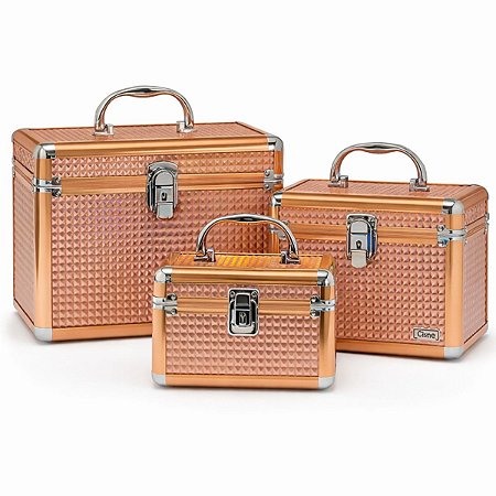 Kit com 3 Maletas de Maquiagem Cisne Salmão Csn-a133