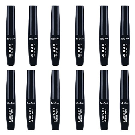 Kit Ruby Rose Delineador Líquido Preto 5,8ml Hb-8406 1 C/12