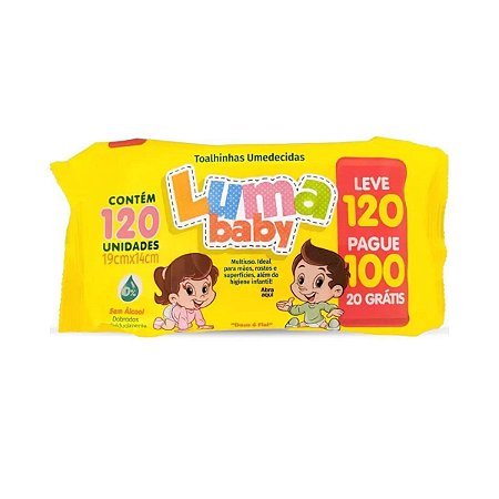 Toalhinhas Umedecidas Luma Baby Com 120 Unidades