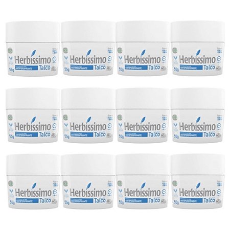 Kit 12 Desodorante Creme Herbissimo Talco Antitranspirante 55g