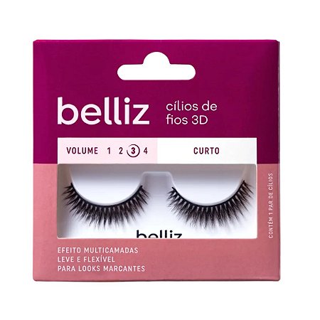 Cílios de Fios 3d Curto Belliz Volume 3 Cód.2647